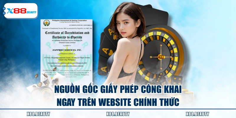 Nguồn gốc giấy phép công khai ngay trên website chính thức