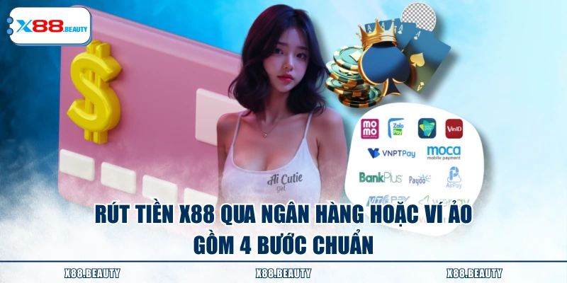 Rút tiền X88 qua ngân hàng hoặc ví ảo gồm 4 bước chuẩn