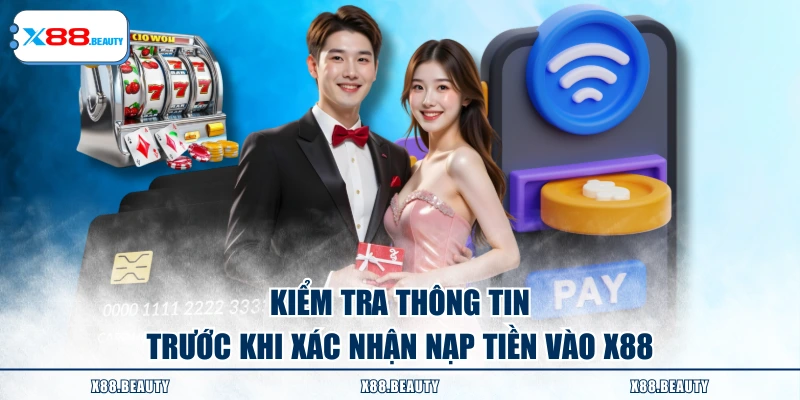 Kiểm tra thông tin trước khi xác nhận nạp tiền vào X88